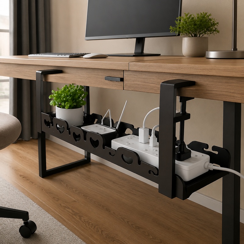 Desk Setup Requirements - Metalowa półka pod biurkiem do zarządzania